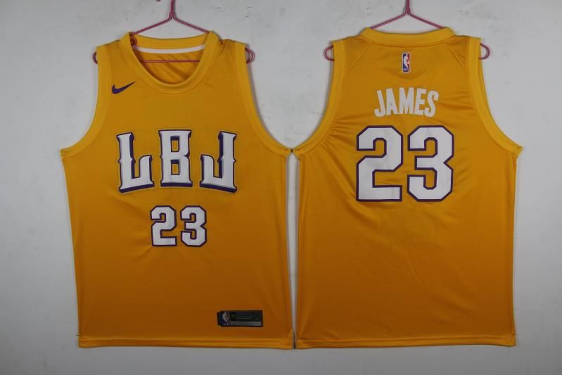 Men Los Angeles Lakers 23 James Yellow Game Nike NBA Jerseys